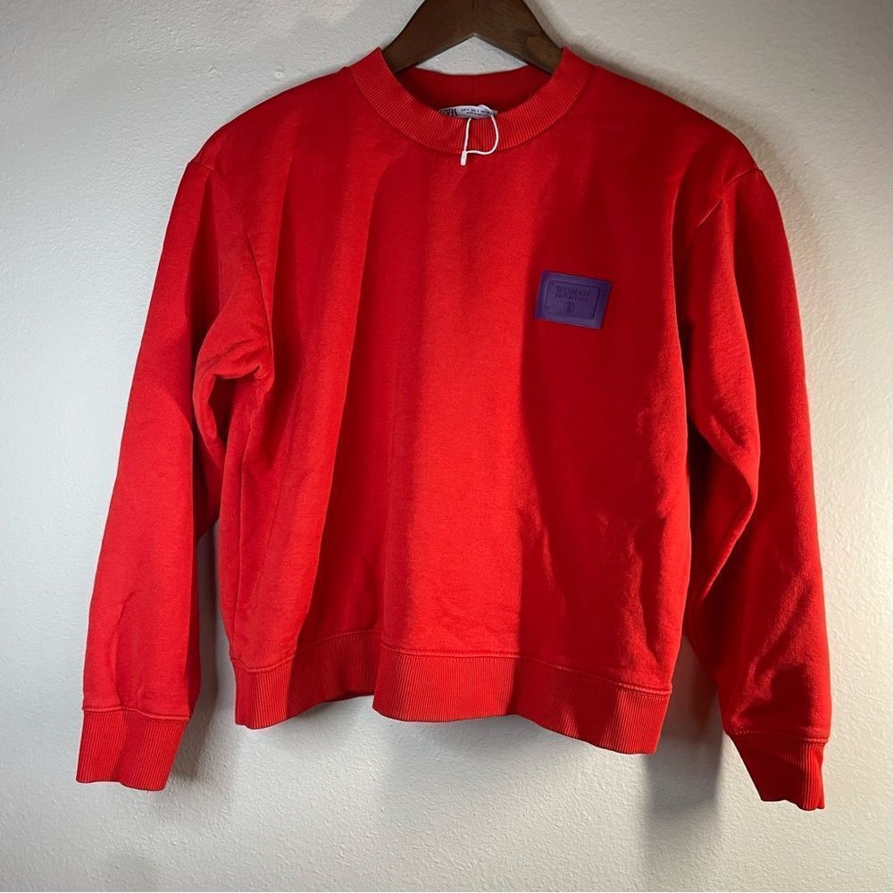 ZARA Women’s Patch Sweatshirt Red Size Small